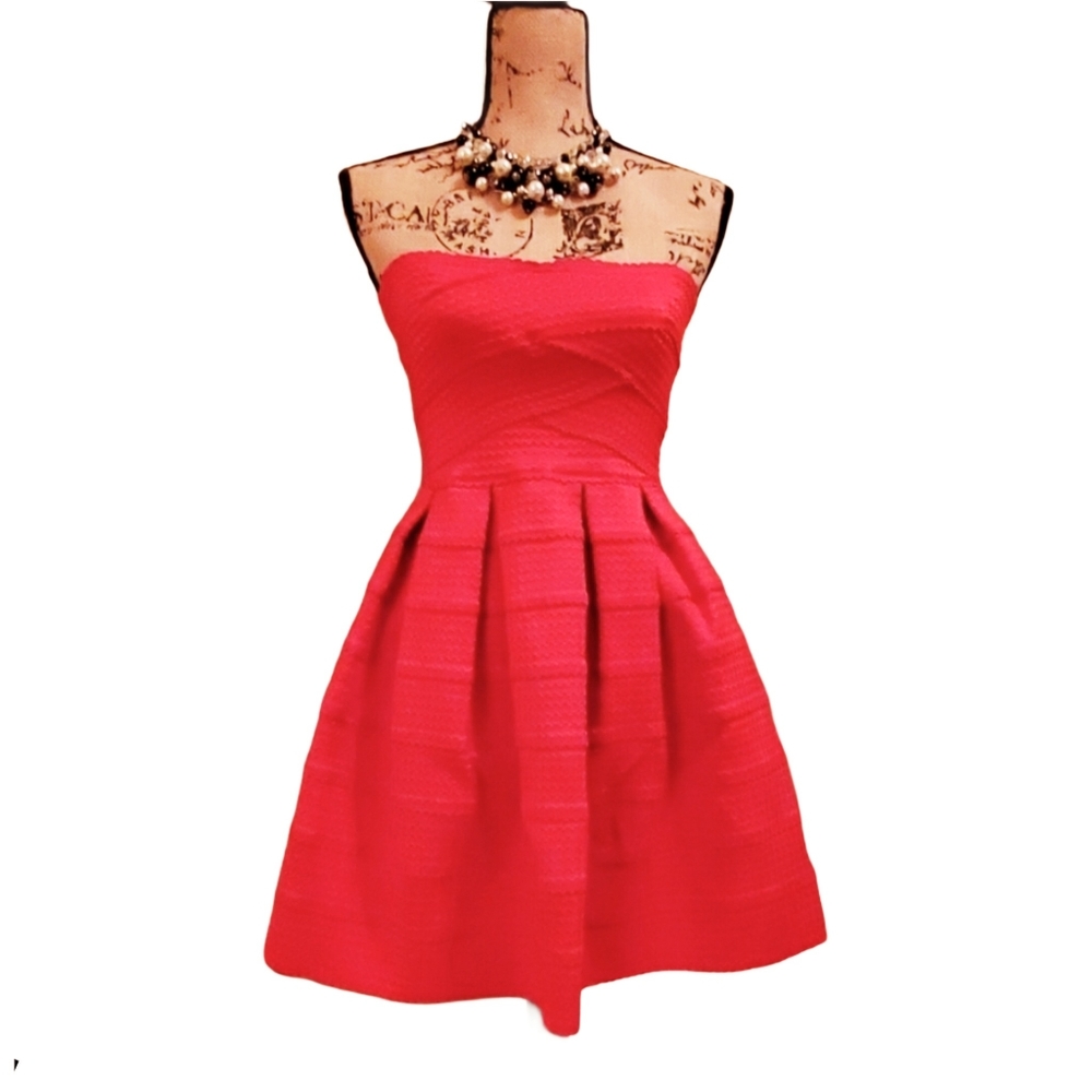 Dee Elle Red Strapless Cocktail Dress, Size M